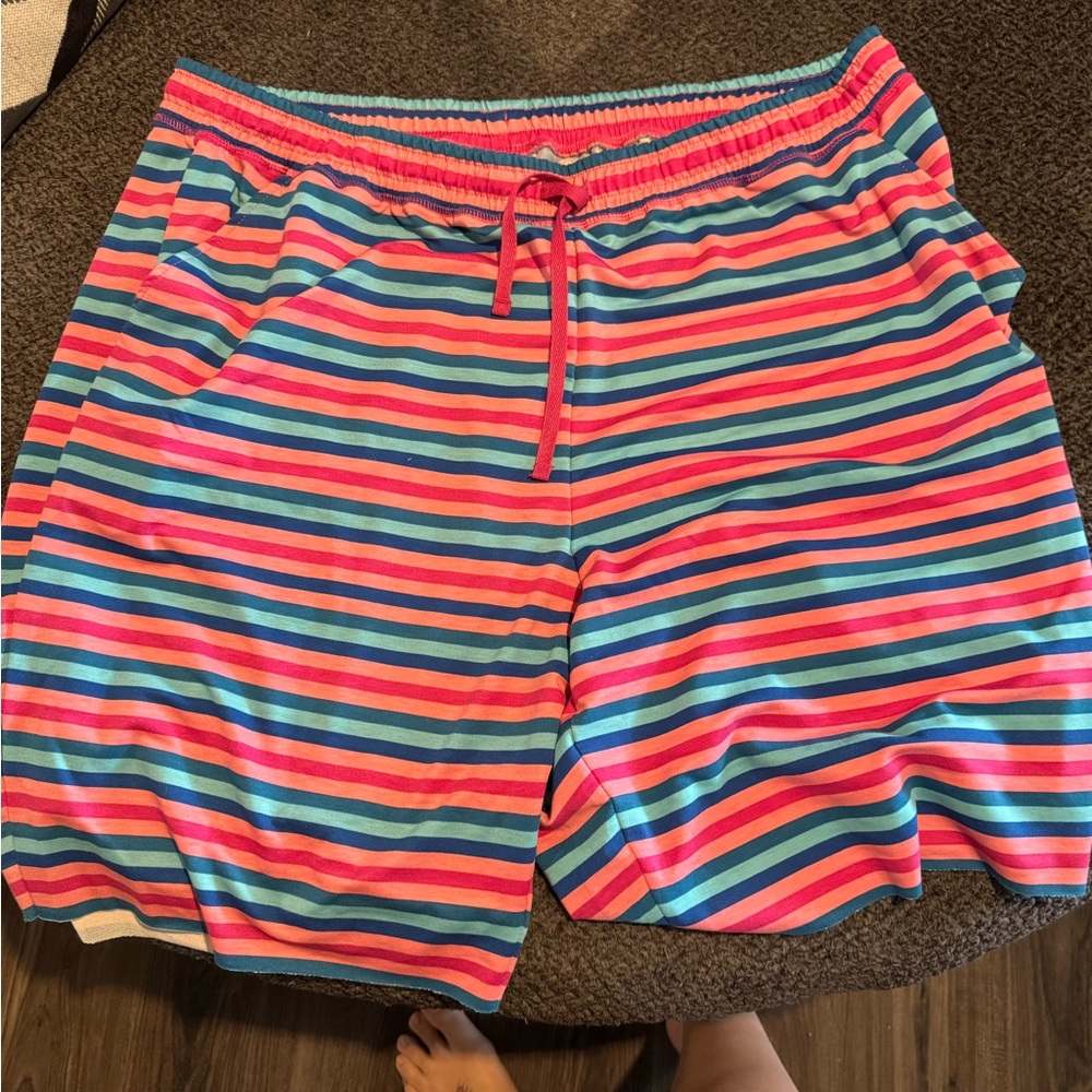 LuLaRoe Striped Pink and Blue Women's Shorts